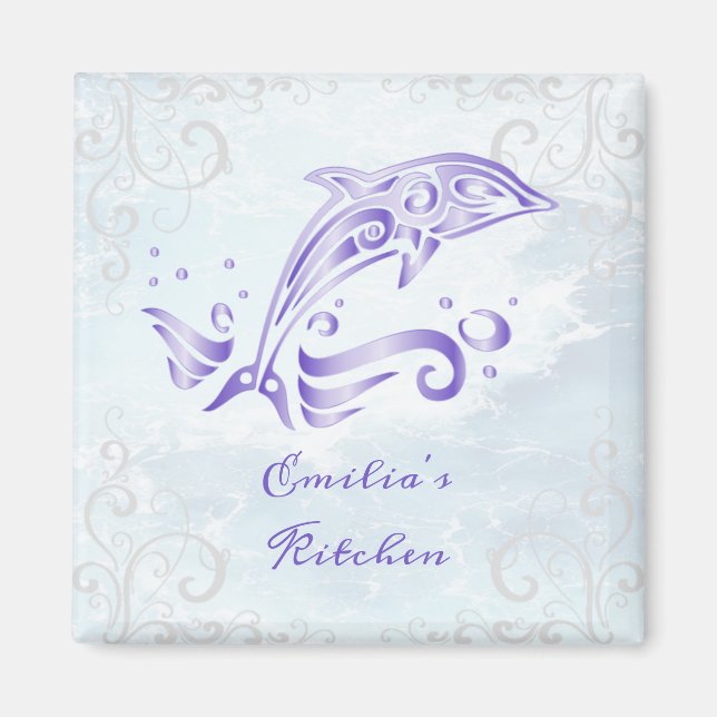 Purple Dolphin Personalized Magnet (Front)