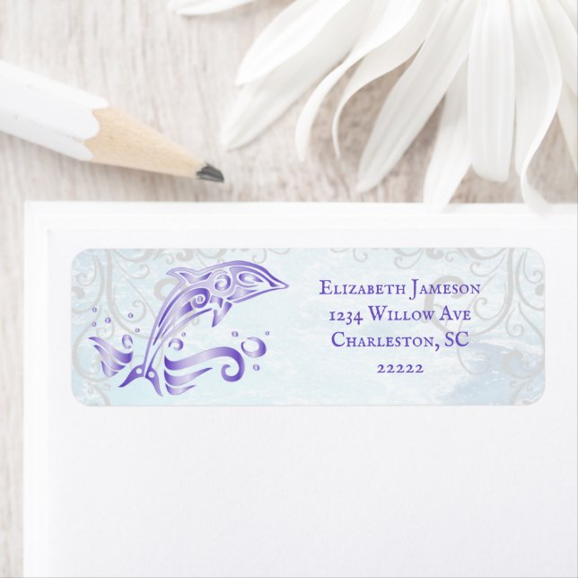 Purple Dolphin Return Address Label (Insitu)
