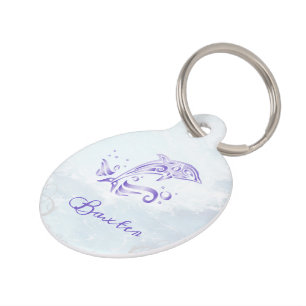 Purple Dolphin Round Pet Tag