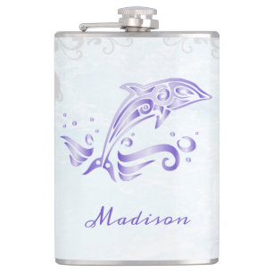 Purple Dolphin Vinyl Wrapped Flask