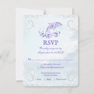 Purple Dolphin Wedding RSVP Card