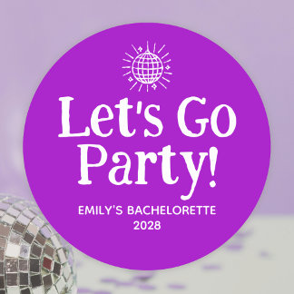 Purple Doodle Disco Ball Bachelorette Party Classic Round Sticker