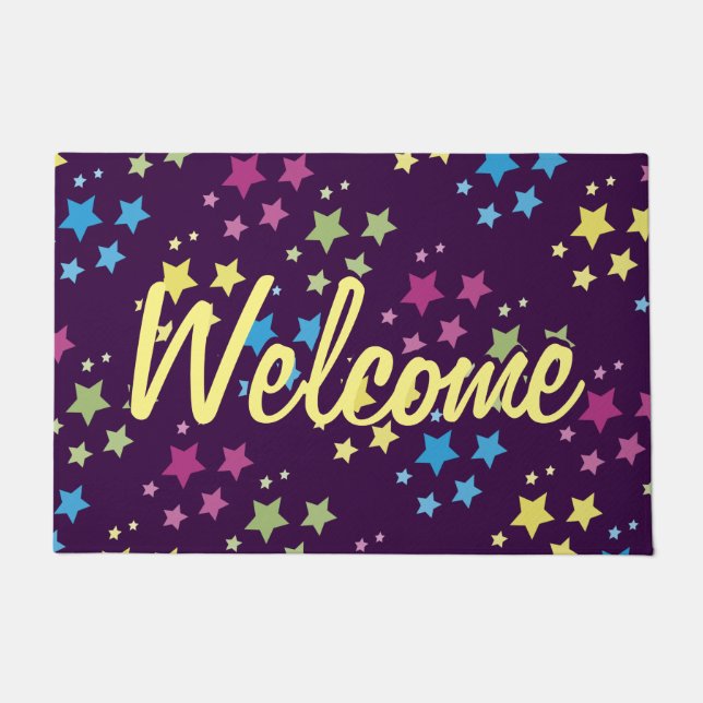 Purple Door Mat With Star Pattern (Front)
