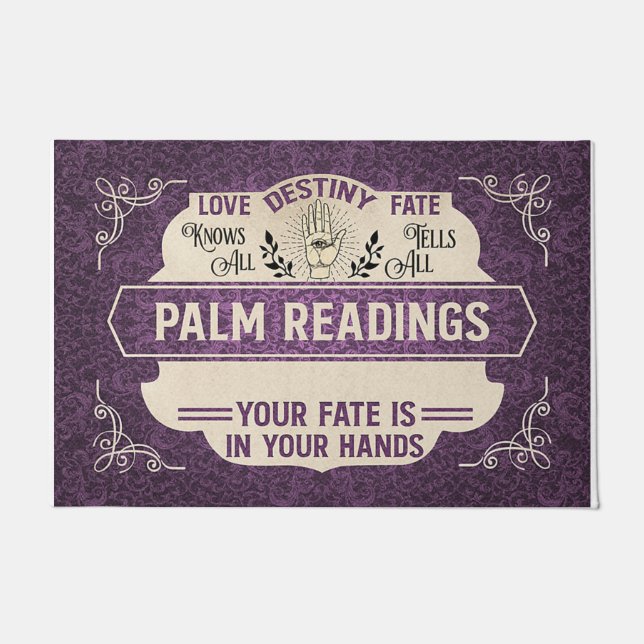 Purple Doormat, Beautiful Palm Reading Doormat (Front)