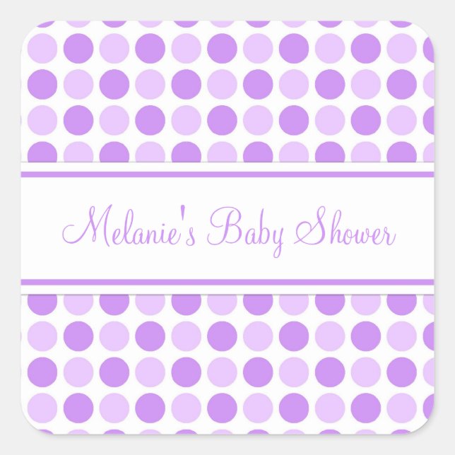 Purple Dots Baby Shower Favour Stickers (Front)