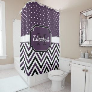 Purple Dots & Chevrons Shower Curtain