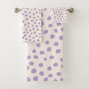 Purple Dots Preppy Modern Animal Print Spots Bath Towel Set