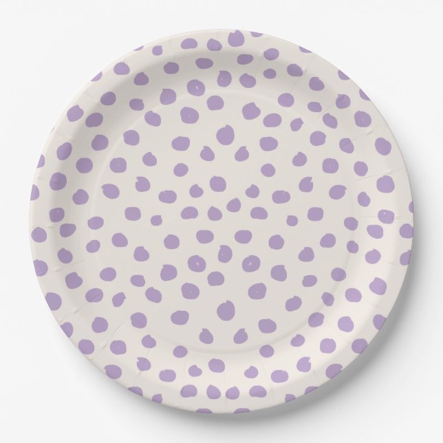 Purple Dots Preppy Modern Animal Print Spots Paper Plate (Front)