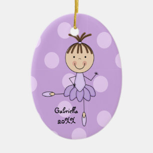 Purple Dots & Purple  Ballerina Christmas Ornament