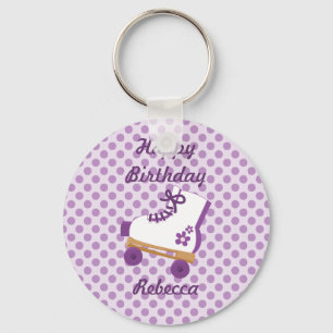 Purple Dots Roller Skate Birthday Keychain