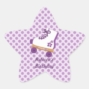 Purple Dots Roller Skate Birthday Star Stickers