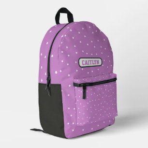 Purple Dots & Stripes Printed Backpack