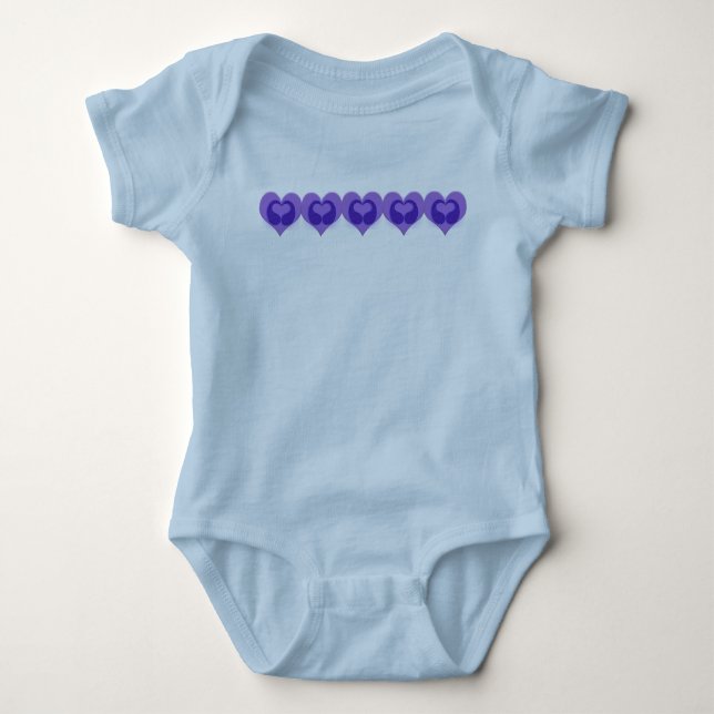 Purple Double Heart Baby Bodysuit (Front)
