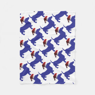 Purple-Doxie---And-Santa-Hat Fleece Blanket