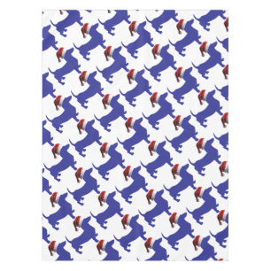 Purple-Doxie---And-Santa-Hat Tablecloth