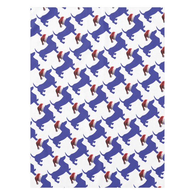 Purple-Doxie---And-Santa-Hat Tablecloth (Front)