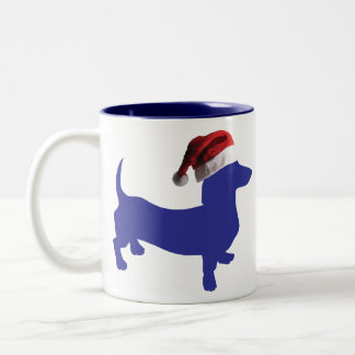 Purple-Doxie---And-Santa-Hat Two-Tone Coffee Mug