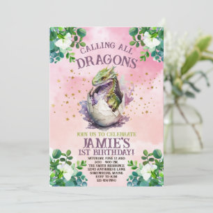 Purple Dragon Birthday Invitations