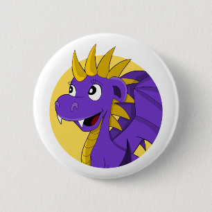 Purple dragon cartoon  6 cm round badge