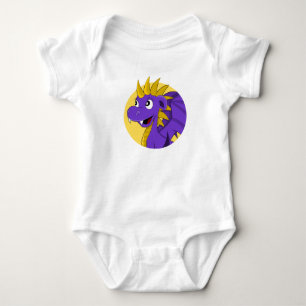 Purple dragon cartoon baby bodysuit