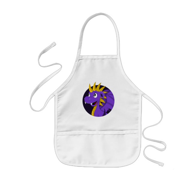 Purple dragon cartoon  kids apron (Front)