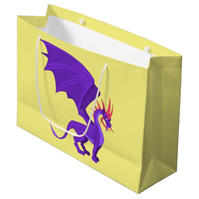 Purple dragon cartoon large gift bag (Front Angled)