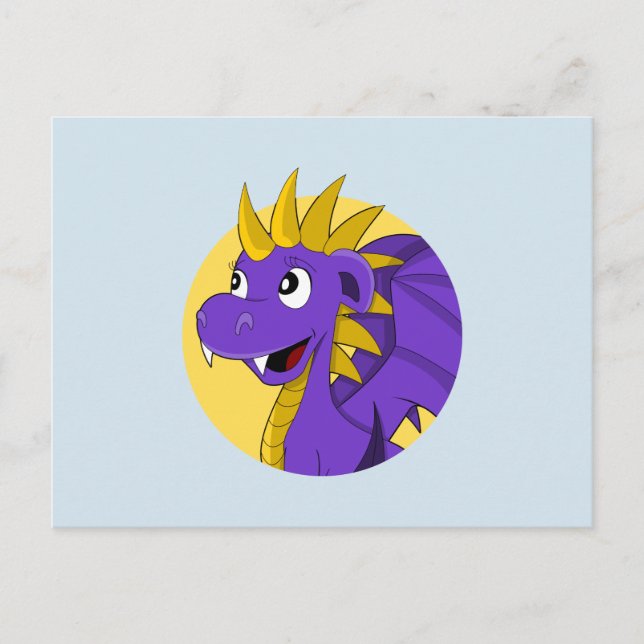Purple dragon cartoon postcard (Front)