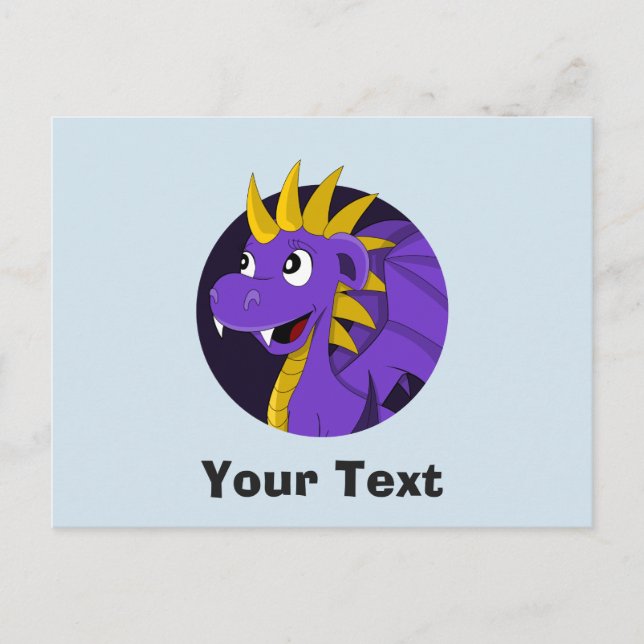 Purple dragon cartoon postcard (Front)