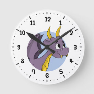 Purple dragon cartoon round clock