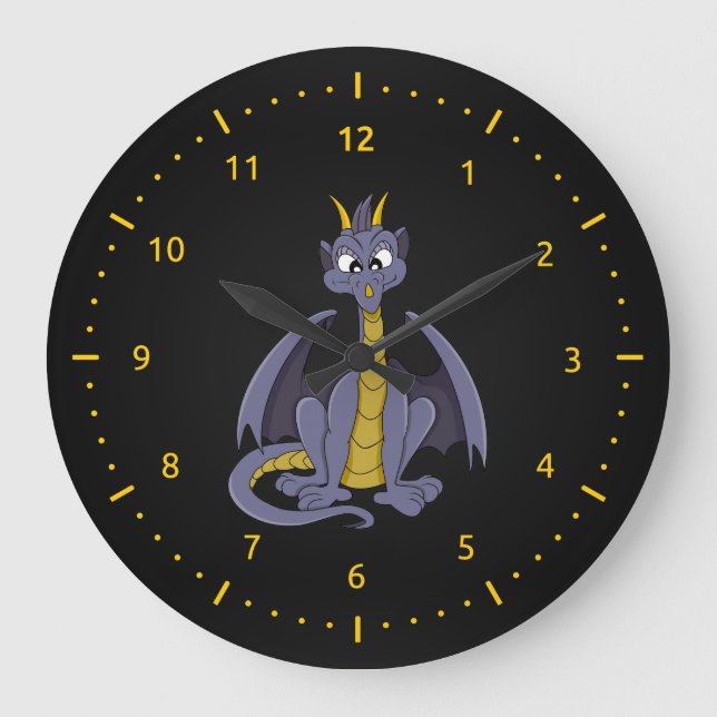 Purple dragon cartoon Wall Clock (Front)