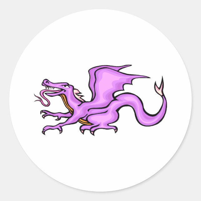 Purple Dragon Classic Round Sticker (Front)