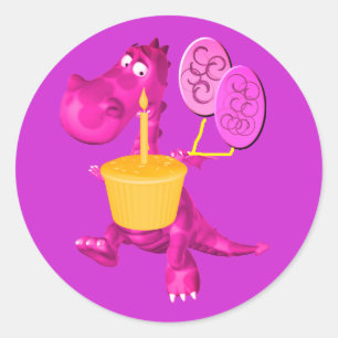 Purple Dragon Cupcake Balloons Cute Classic Round Sticker