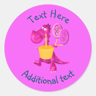 Purple Dragon Cupcake Balloons Personalized Classic Round Sticker