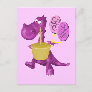 Purple Dragon Cupcake Balloons Postcard