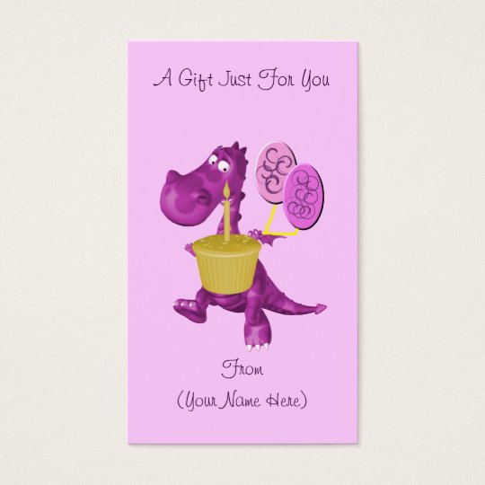 Purple Dragon Cupcake Personalised Gift Card Tag