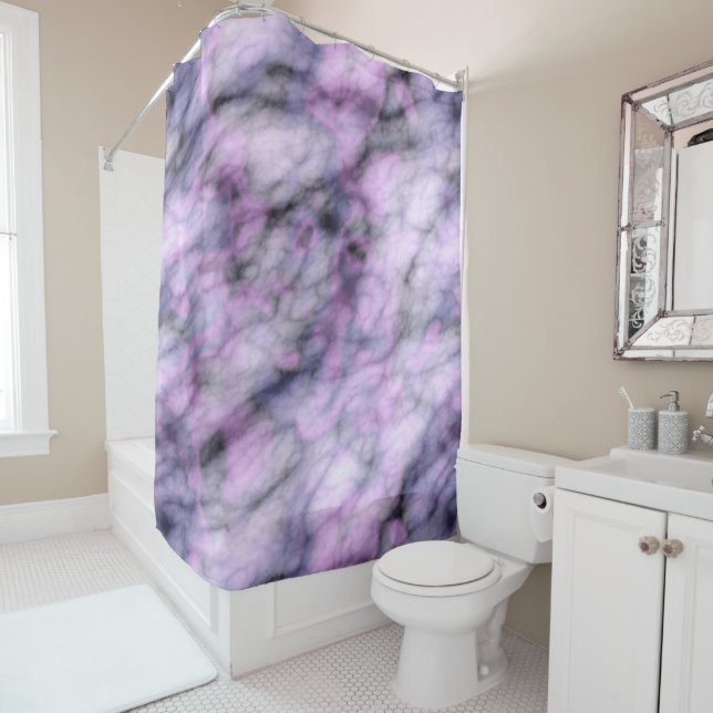 Purple Dragon Marble Shower Curtain (In Situ)