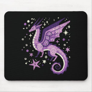 Purple Dragon Stars Cute Fantasy Mythical Girls Ki Mouse Mat