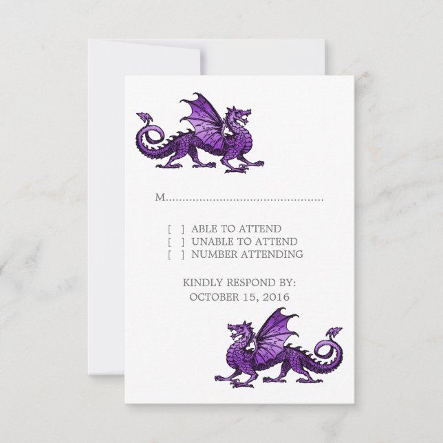 Purple Dragon Wedding Response Card (Front)