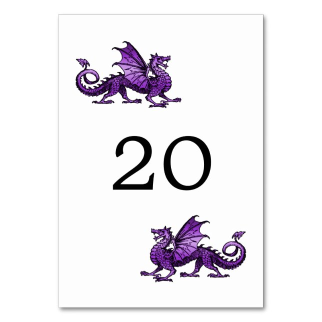 Purple Dragon Wedding Table Card (Front)
