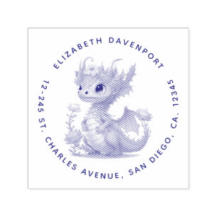 Purple Dragon with Elegant Crown Self-inking Stamp