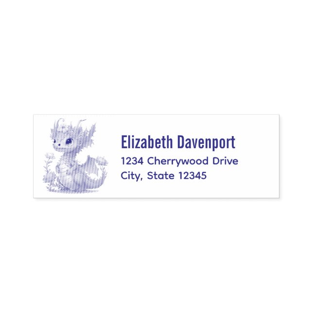 Purple Dragon with Elegant Crown Self-inking Stamp (Design)