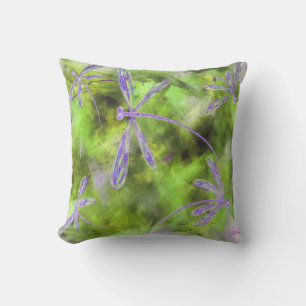 Purple Dragonflies on Lime Cushion