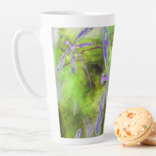 Purple Dragonflies on Lime Latte Mug