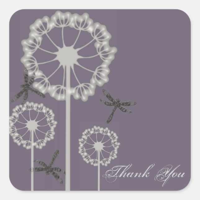 Purple Dragonflies Thank You Sticker (Front)