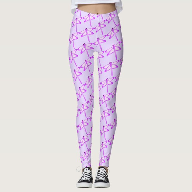 Purple Dragonflies You Choose Background Colour Leggings (Front)