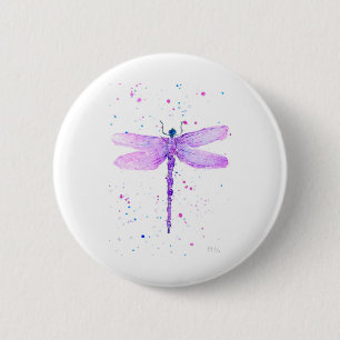 Purple dragonfly 6 cm round badge
