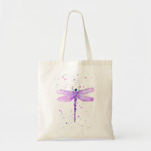 Purple dragonfly animal watercolor cute girly tote bag