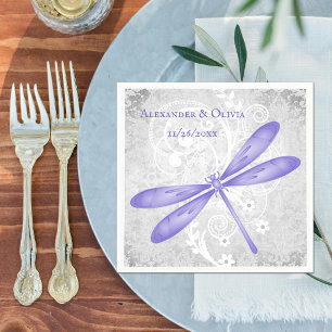 Purple Dragonfly Bridal Shower Napkin