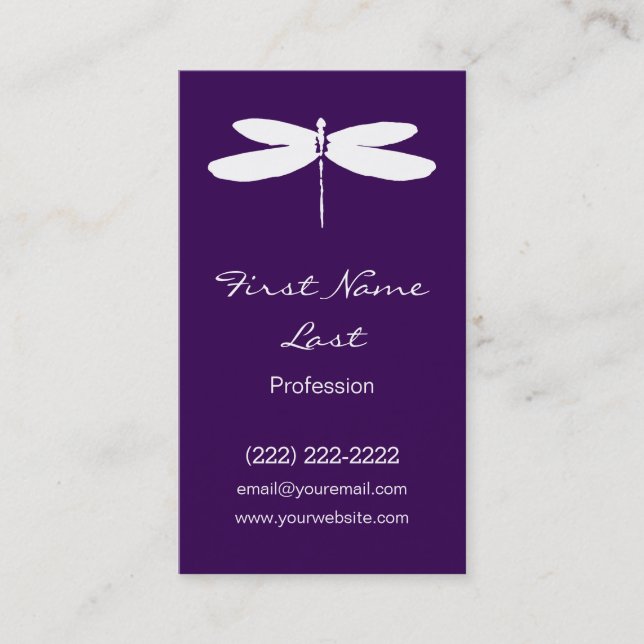 Purple Dragonfly Business Cards | Dragon Fly Logos (Front)