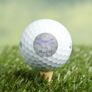 Purple Dragonfly Damask Golf Balls